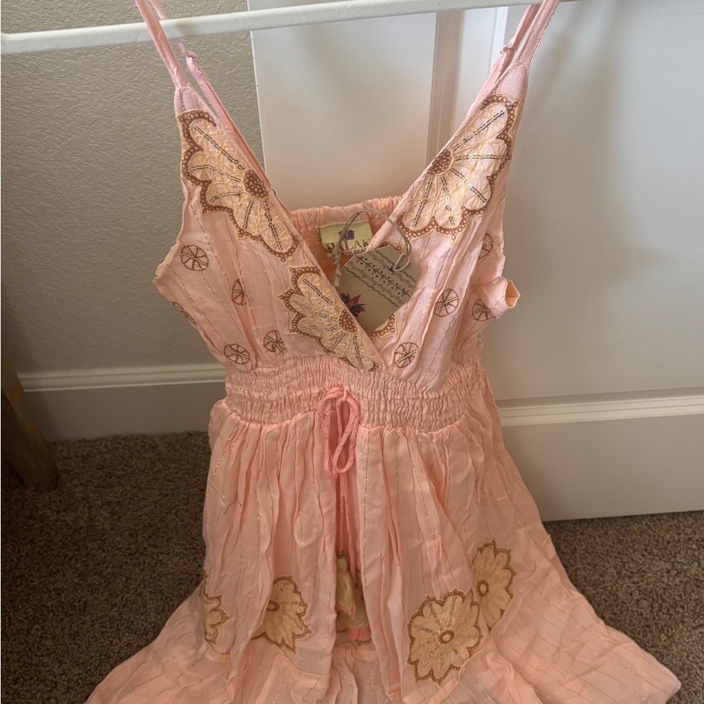 Pink Floral Embroidered Dress